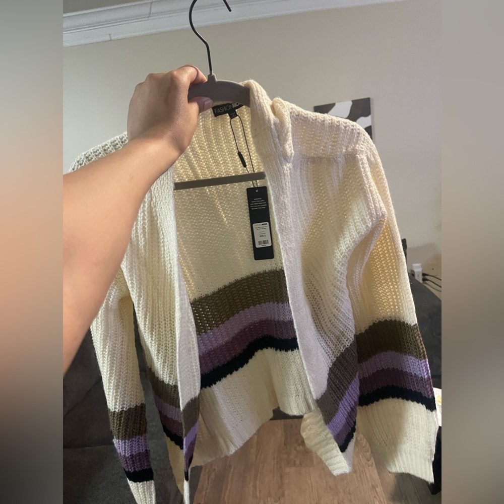 FashionNova Sweater Cardigan Purple/Combo colors